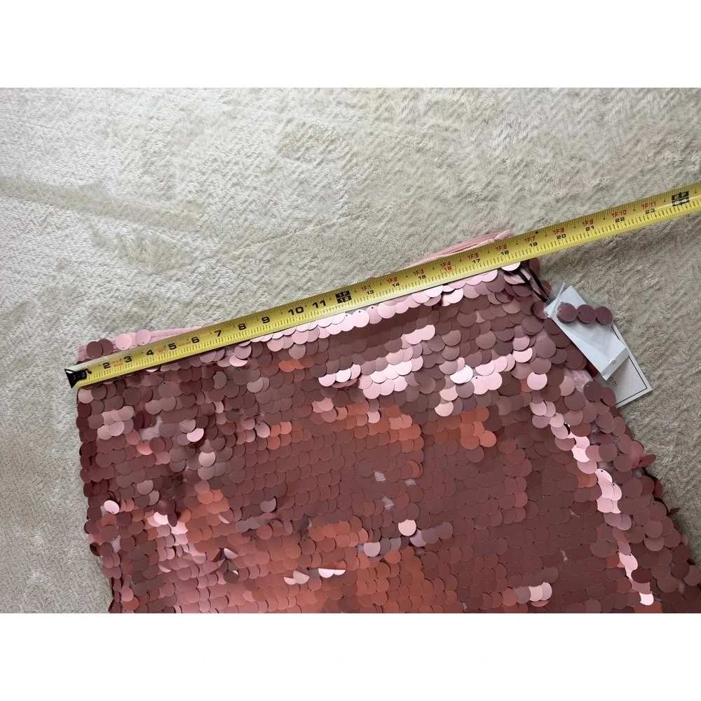 NWT 1.State A-line Mini Skirt Womens XL Metallic Pink Sequin Paillette Lined - Picture 9 of 11